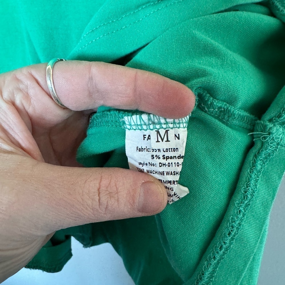 Women's Green Short Sleeve Oversized Relax Fit Comfy Romper Pockets Size Medium - Picture 6 of 7